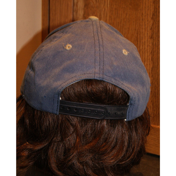 Vintage 90s Grand Canyon Navajo Blue Tan Snapback Hat Cap Fred Harvey Trading Co - Picture 4 of 7